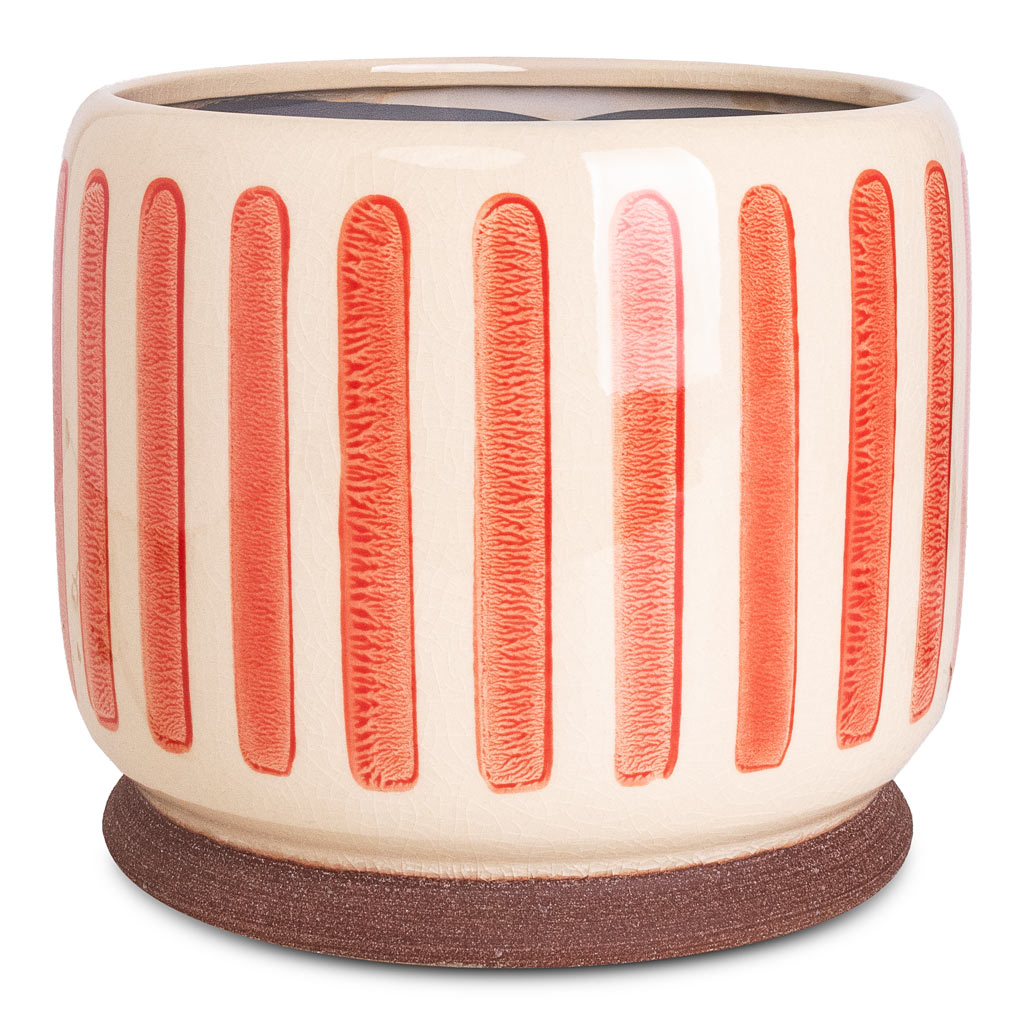 Stripe Pot Red - 21x18cm