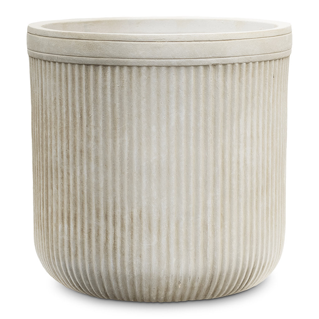 Vertical Rib Cylinder Planter Beige 40x40cm