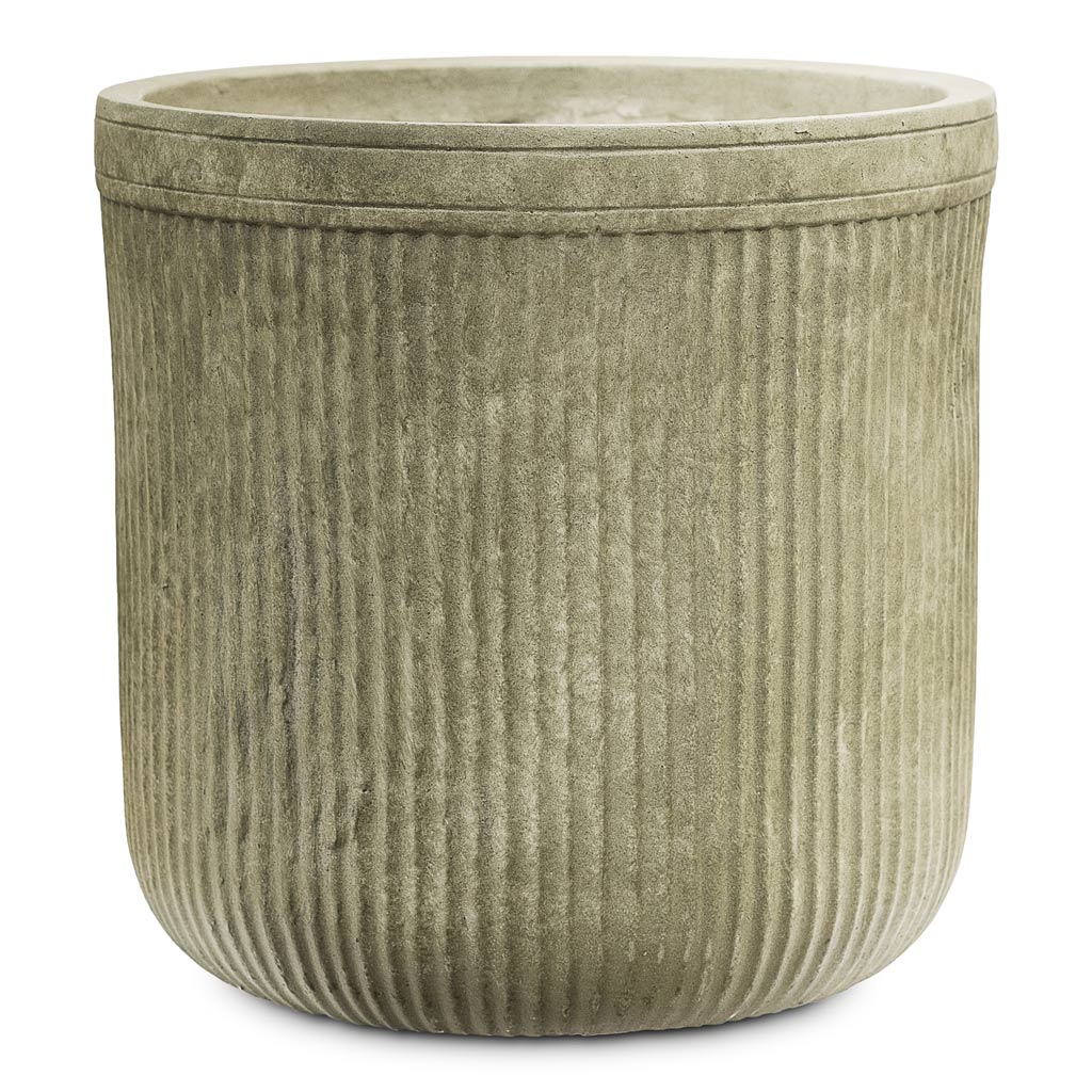 Vertical Rib Cylinder Planter Green 30x31cm
