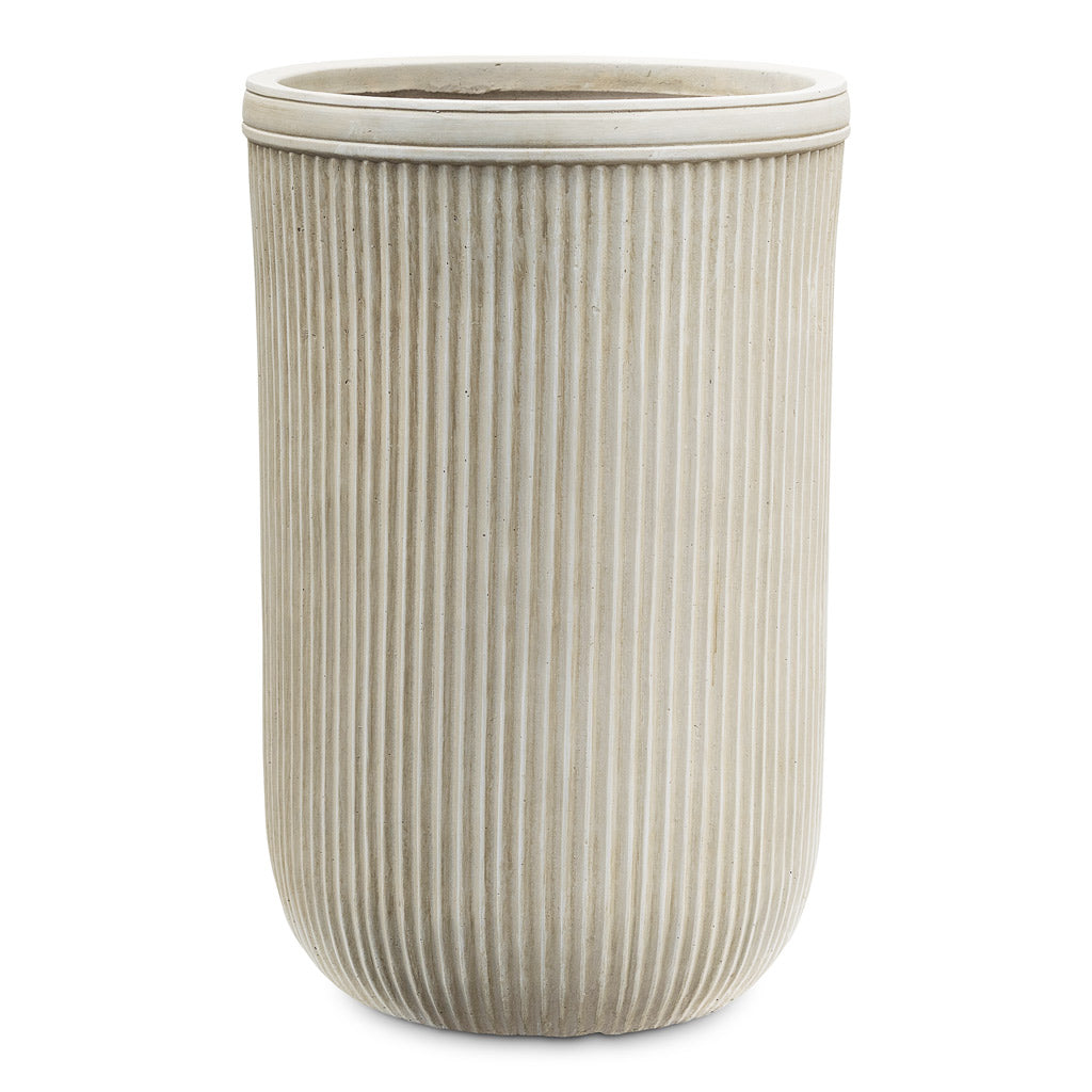 Vertical Rib Tall Planter Beige 37x57cm