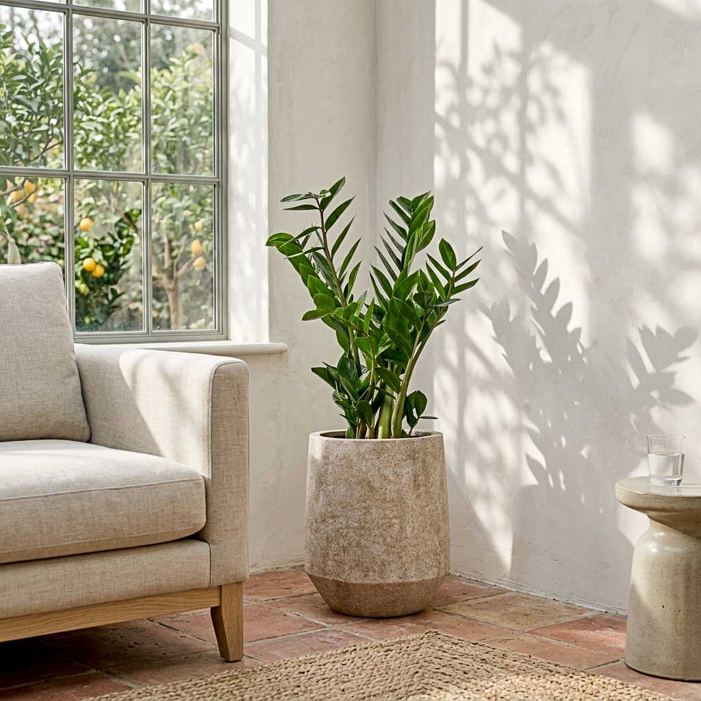 Harith High Mineral Planter - Travertine