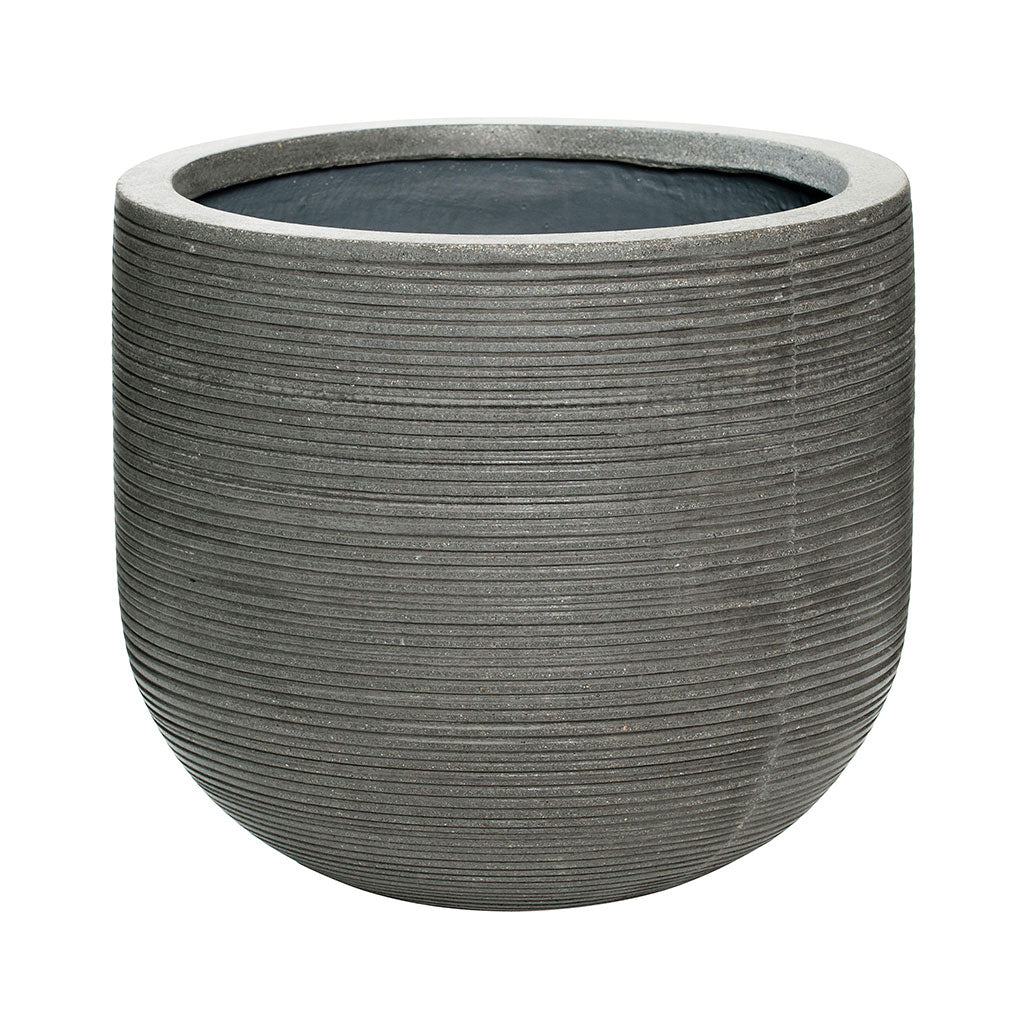 Dice Plant Pot - Ridged Dark Grey 28 x 25cm