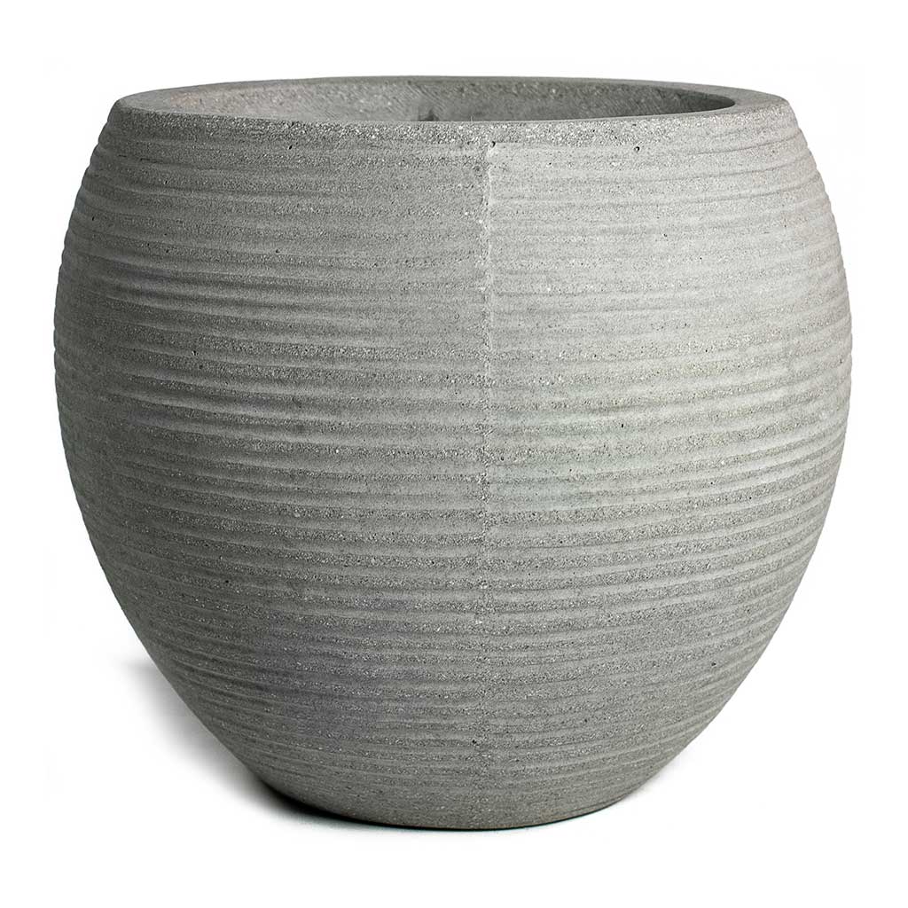 Abby Ball Plant Pot Ridged Cement 23cm