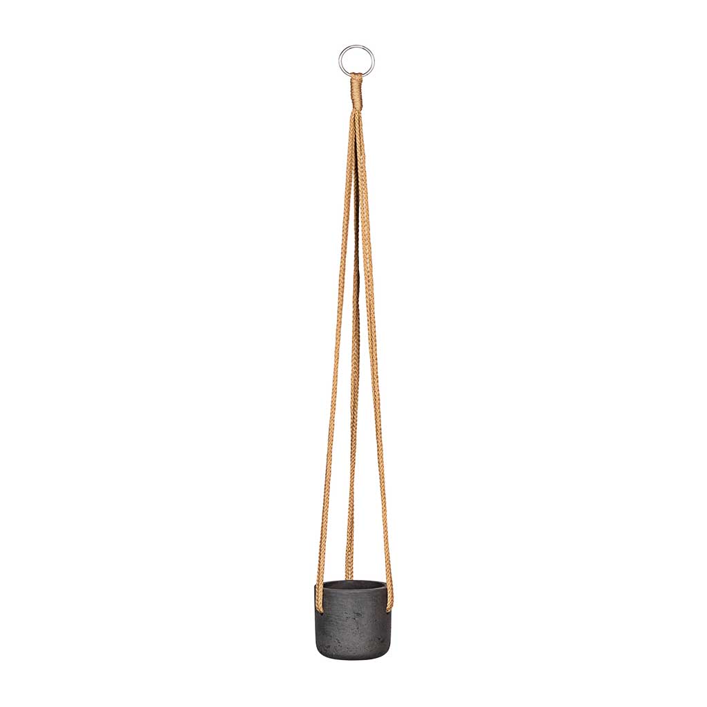 Charlie Hanging Plant Pot - Black Washed - X Small