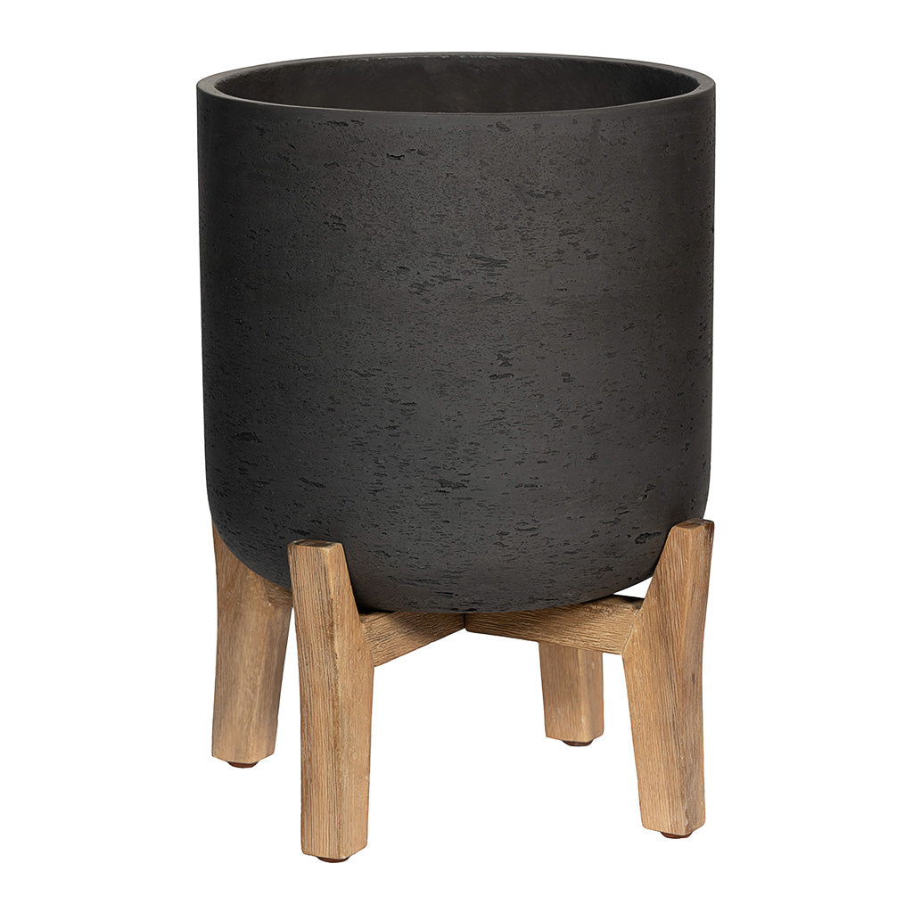 Charlie Plant Pot Low Stand Black Washed