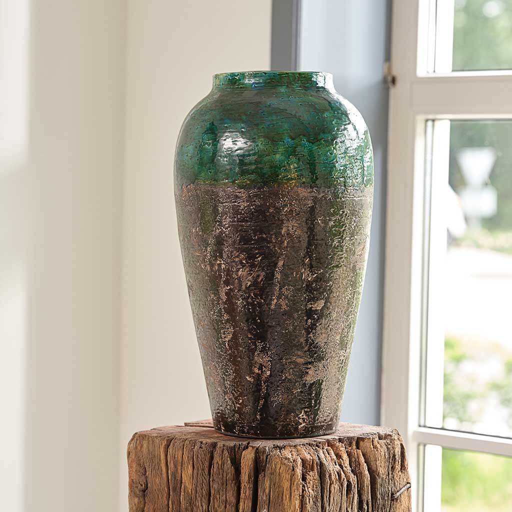 Lindy Bottle Plant Vase - Black Green - 28 x 50cm