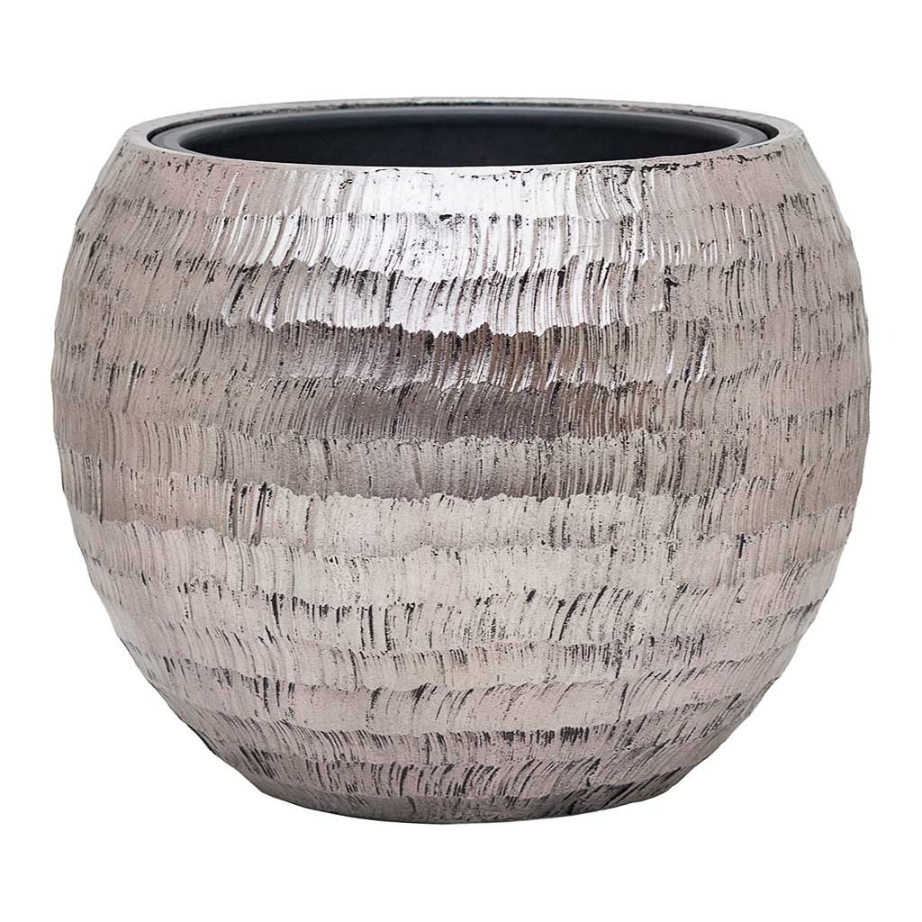 Opus Hammered Globe Planter Silver