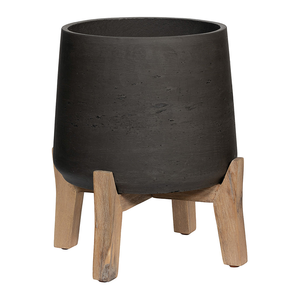 Patt Plant Pot Low Stand Black Washed