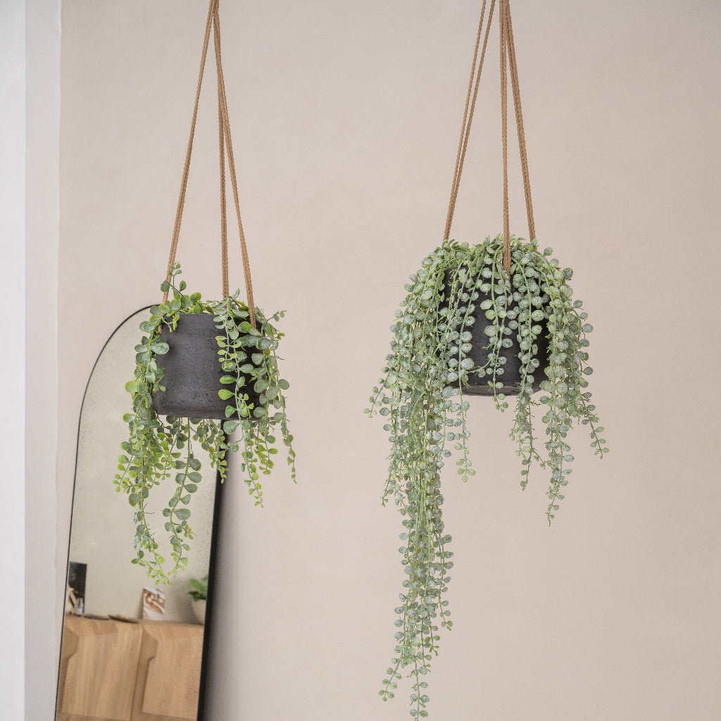 Patt Hanging Plant Pots - Black Washed