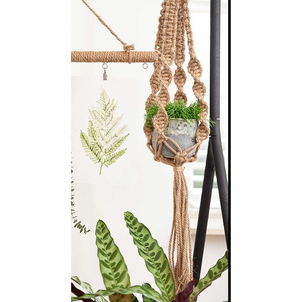 Plant Pot Jute Macrame Hanging Rope - Mara with Plant Pot