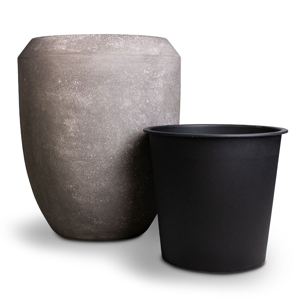 Polystone Coated Plain Coppa Planter Raw Grey